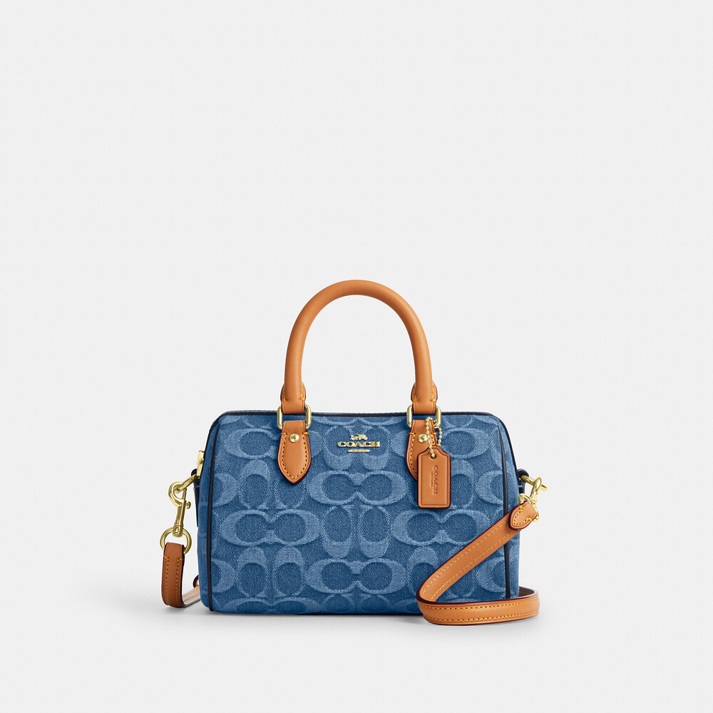 Coach Outlet Mini Rowan Crossbody Bag In Signature Denim